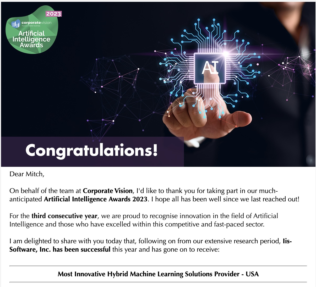 2023 Artificial Intelligence Awards